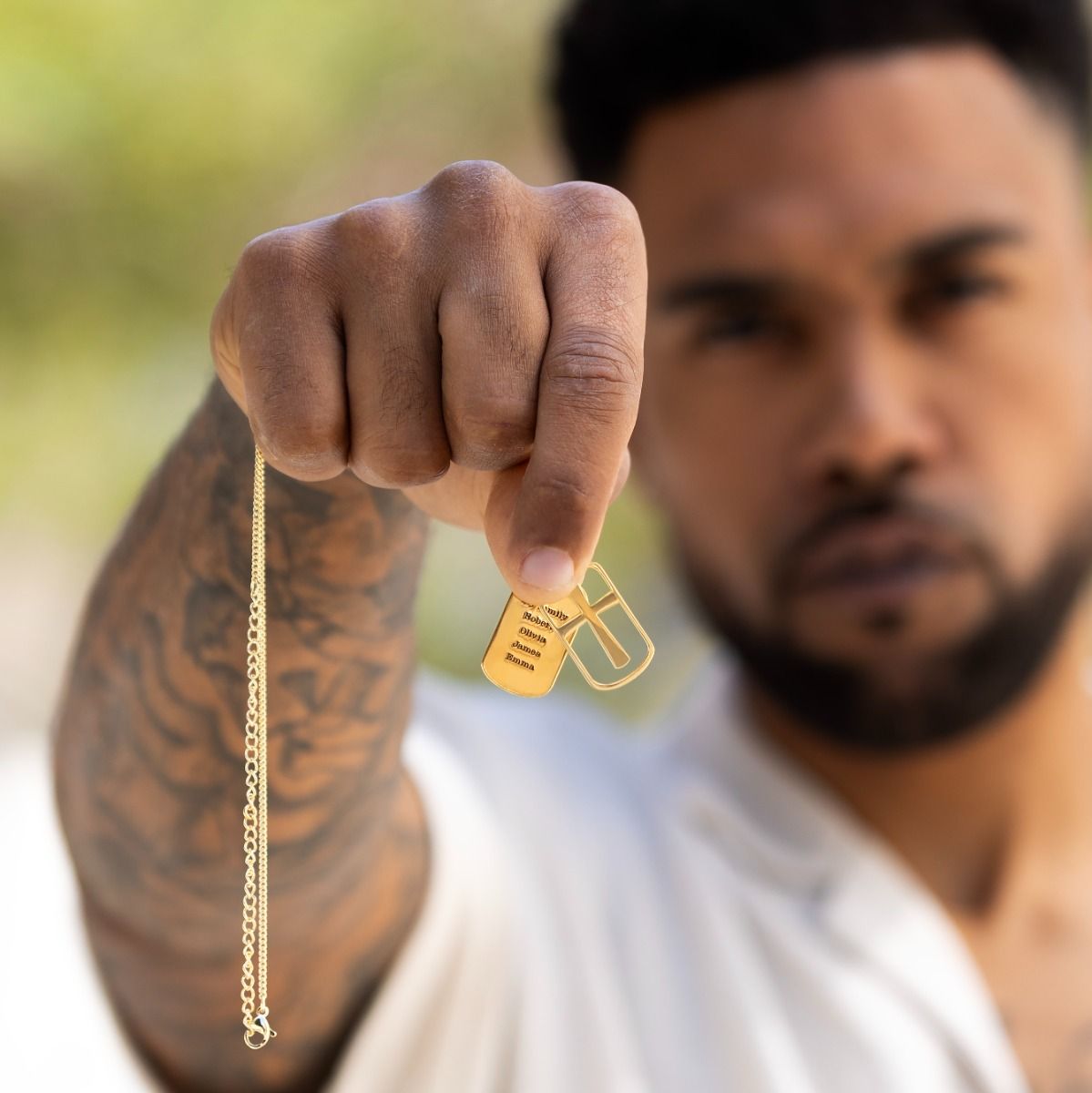 Sacred Cross Tag Men Name Necklace [18K Gold Plated]