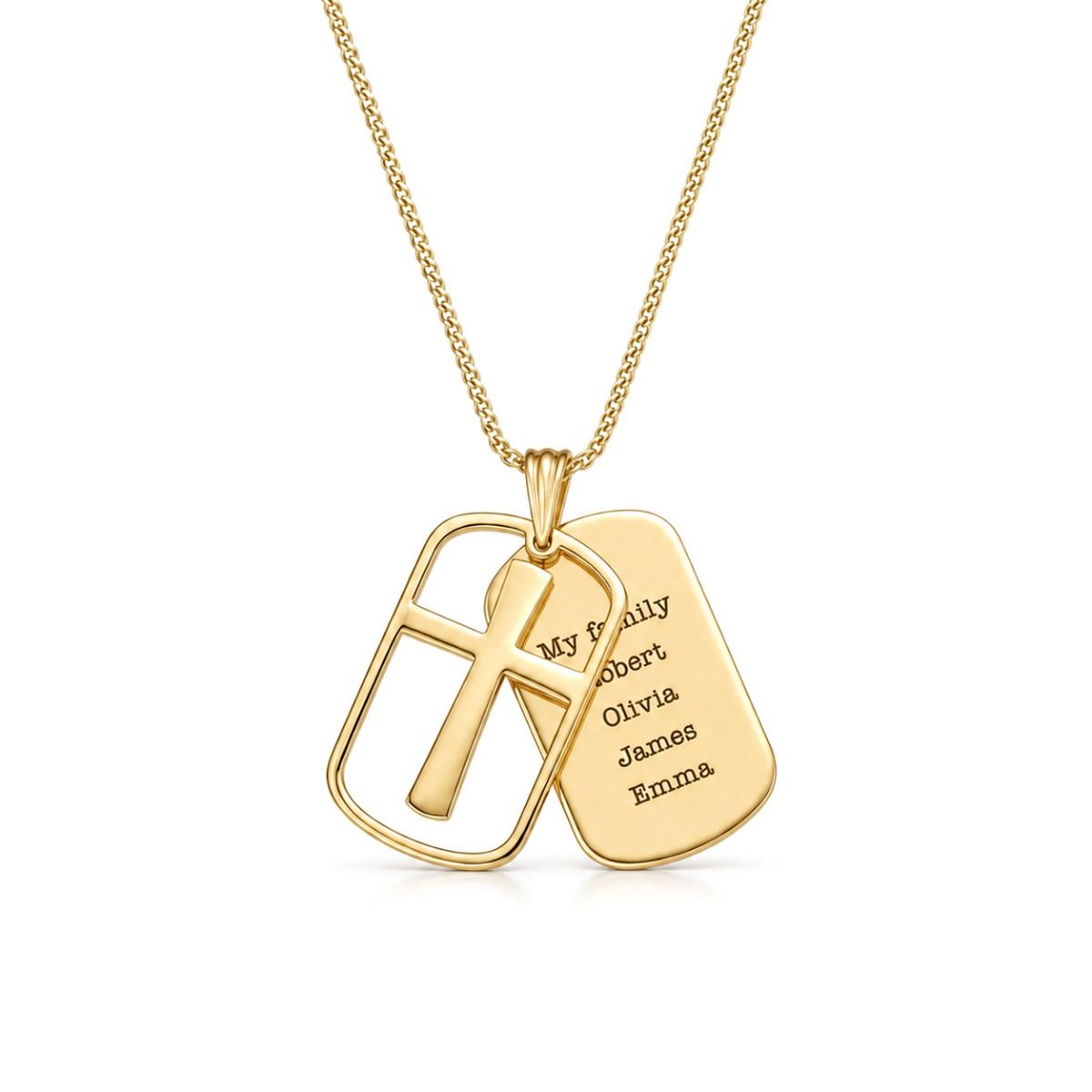 Sacred Cross Tag Men Name Necklace [18K Gold Vermeil]