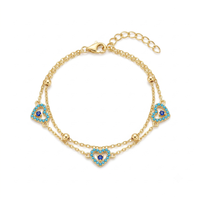 Open Heart Layered Bracelet [Gold Plated]