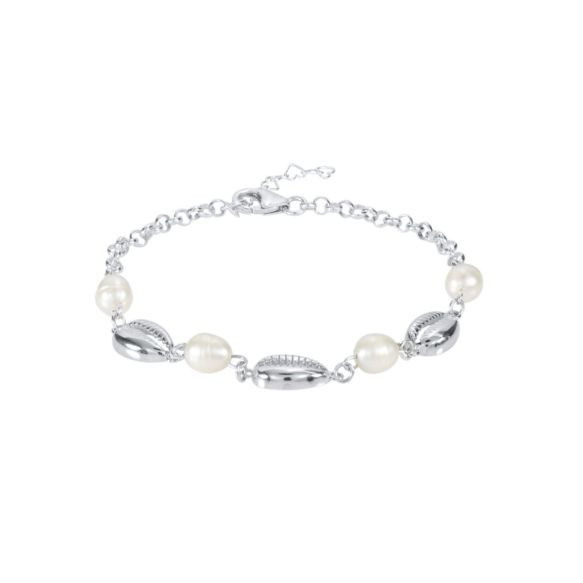 Ocean Spirit Pearl Anklet - 3 Shells [Sterling Silver]