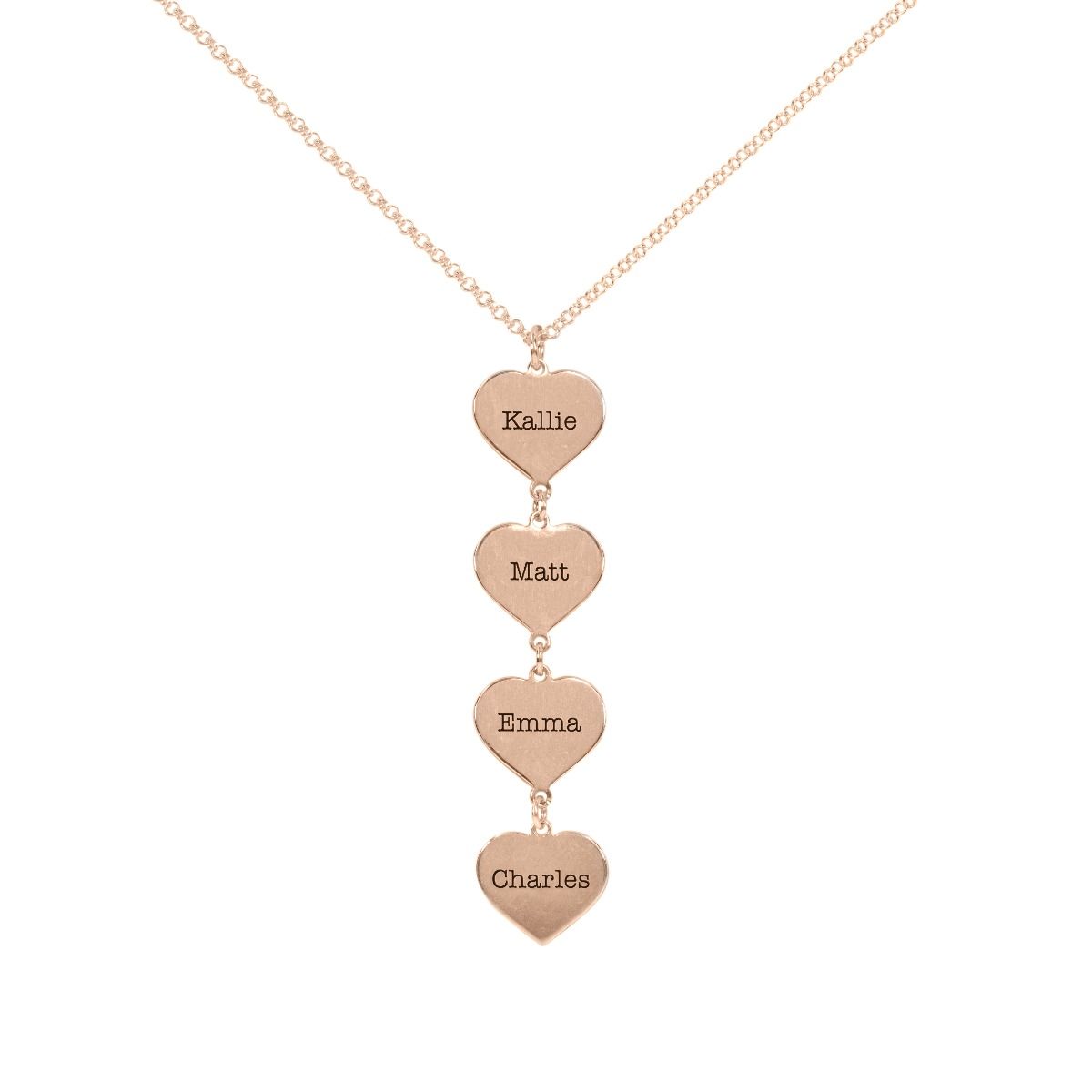 Set of Hearts Name Necklace [18K Rose Gold Plated] 