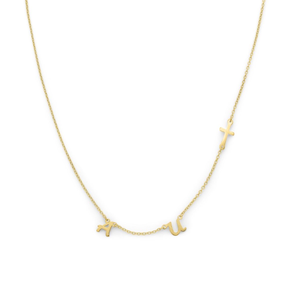 Sideways Collana Girocollo Con Iniziale In Acciaio Inox Placcato Oro 18K – Mini Lettera 1x1,3 Cm – Catena Regolabile 36+5 Cm – Ipoallergenica
