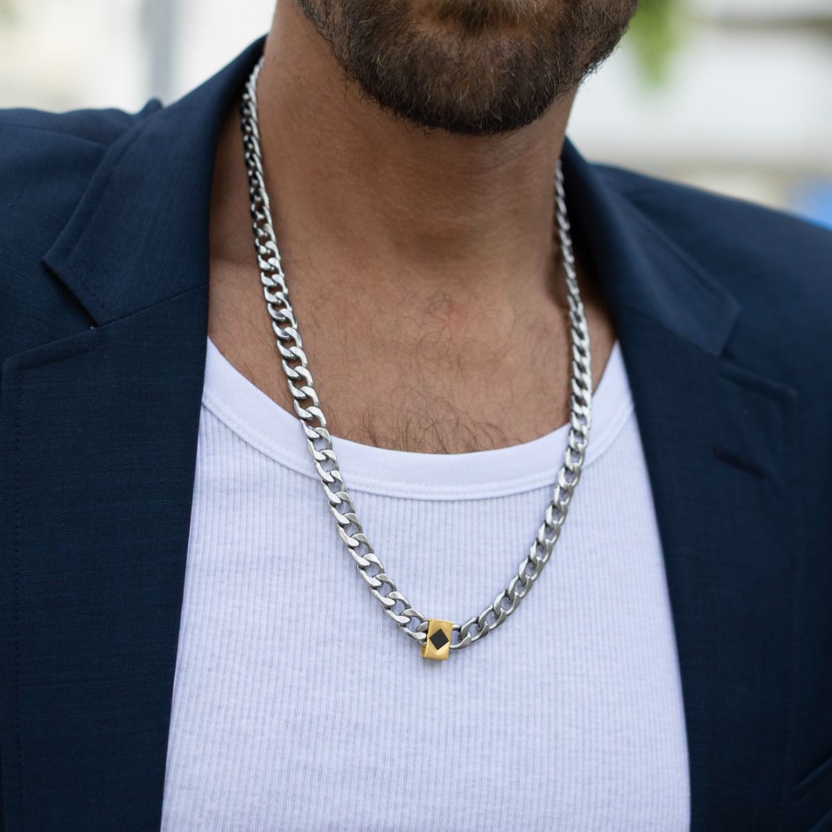 Two-Tone Cuban Link Chain For Men - Gold Nano Bible