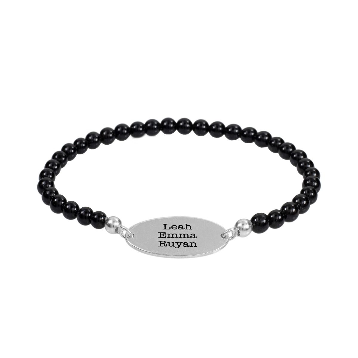 Bracelet Marque Claire Onyx Avec Noms [Argent 925]