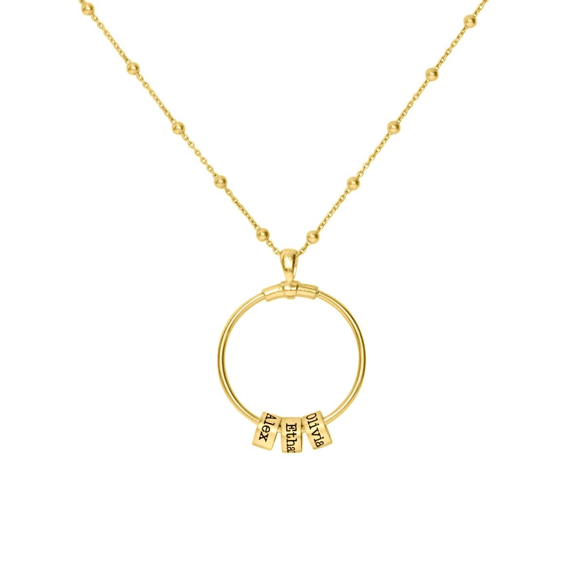 Familie Naam in Cirkel Ketting [18K Goud Vermeil]