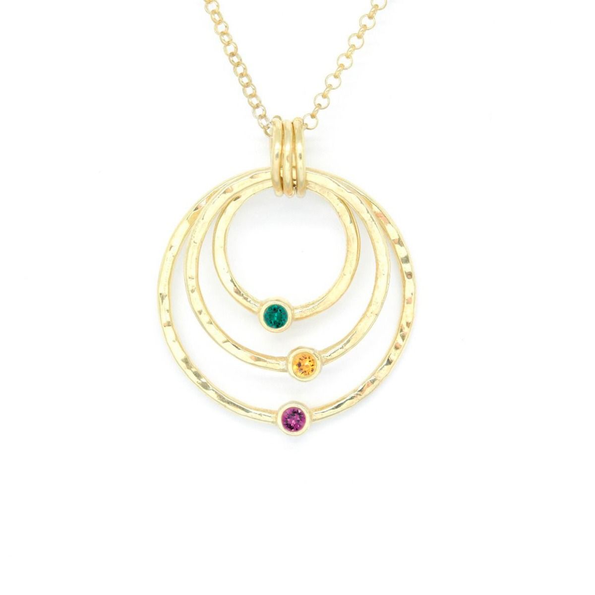 Spheres of Love Birthstone Necklace [Hammered - Gold Plated]
