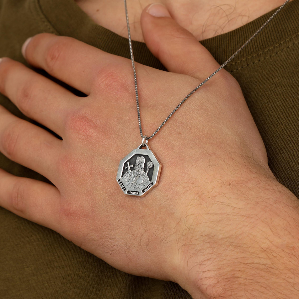 St Patrick's Personalized Necklace For Men - Sterling Silver