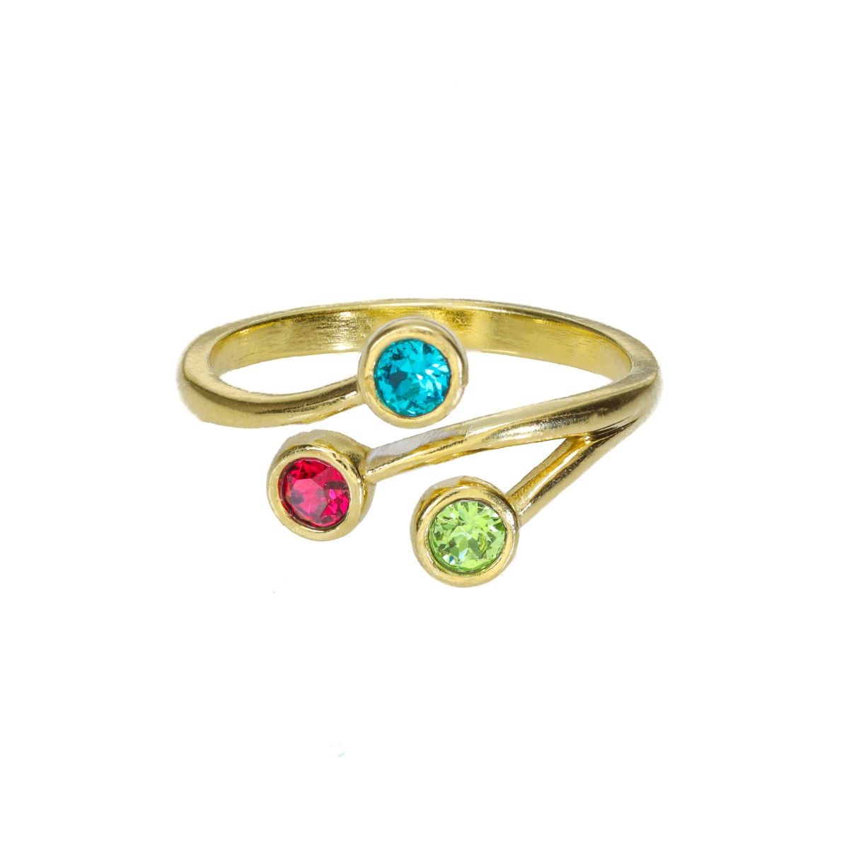 Liebeswurzeln Ring - 3 Steine [750er vergoldet]