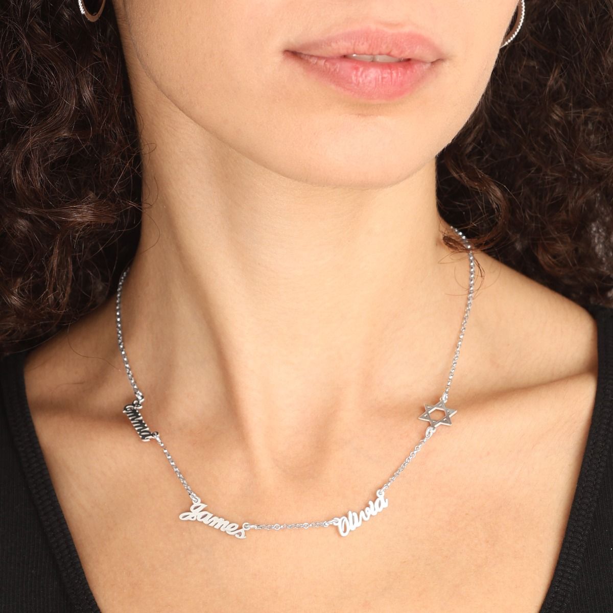 Star of David Signature Name Necklace [Sterling Silver]