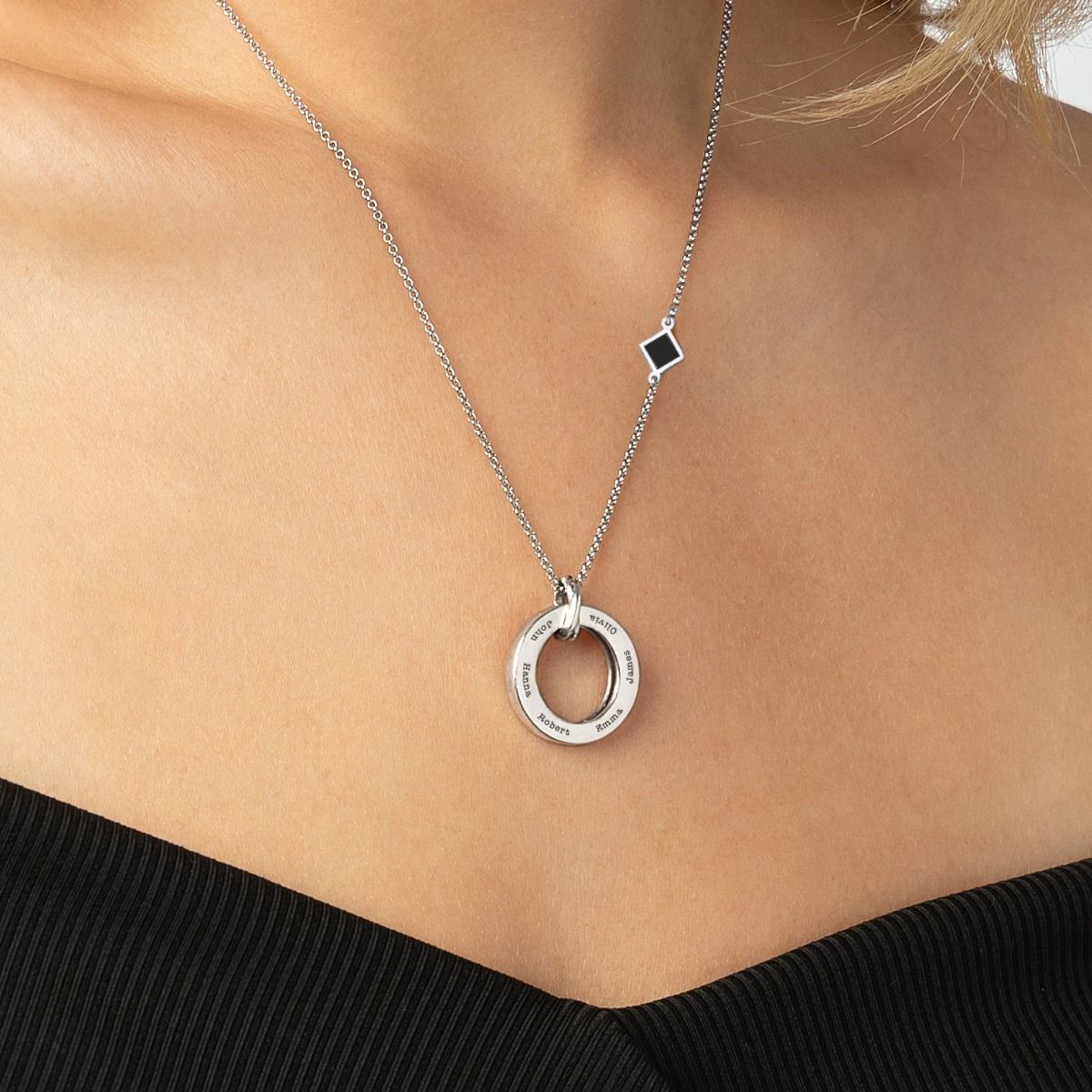 Talisa Circle Engraved Necklace with Nano Bible [Sterling Silver]