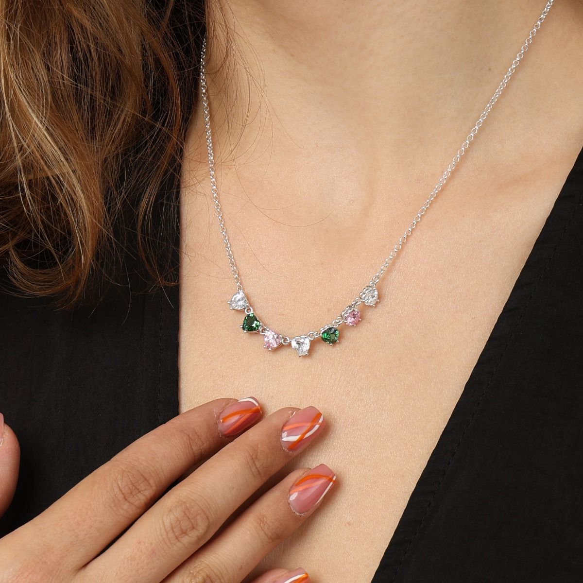 Talisa Hearts Birthstone Necklace [Sterling Silver]