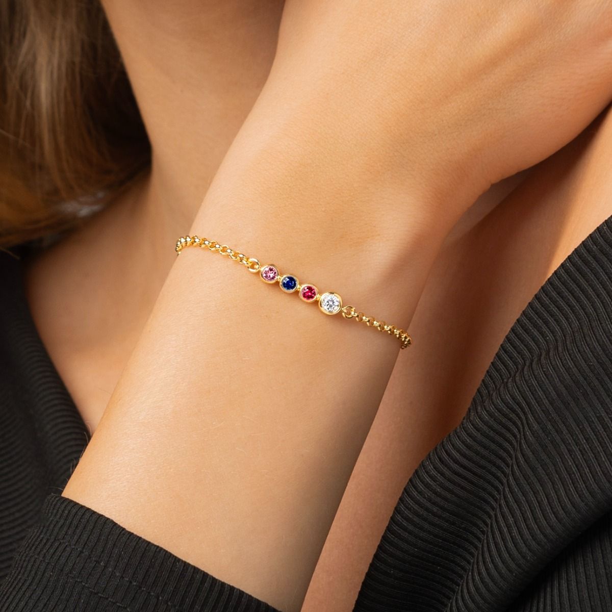 Talisa Stars Birthstone Bracelet with 0.20 ct Diamond [18K Gold Vermeil]