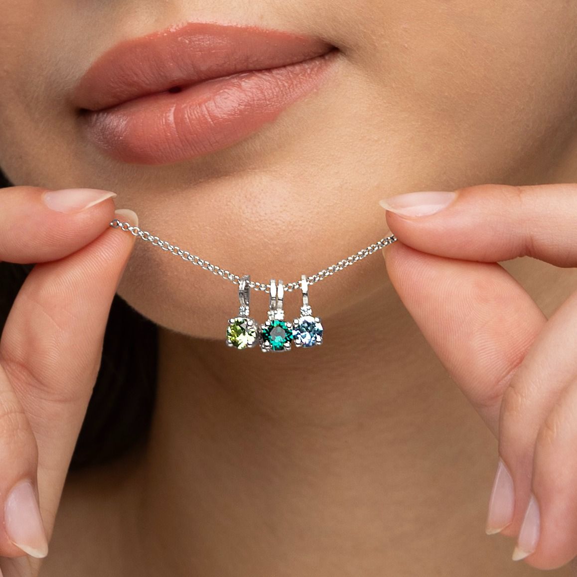 Talisa Stars Birthstone Drop Necklace with Diamonds [Sterling Silver]