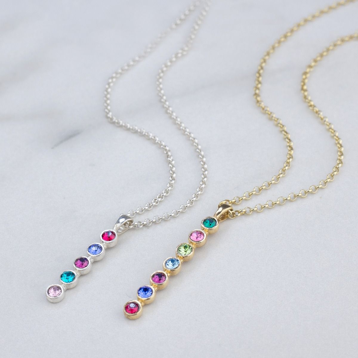 Talisa Stars Drop Birthstone Necklace [Sterling Silver]