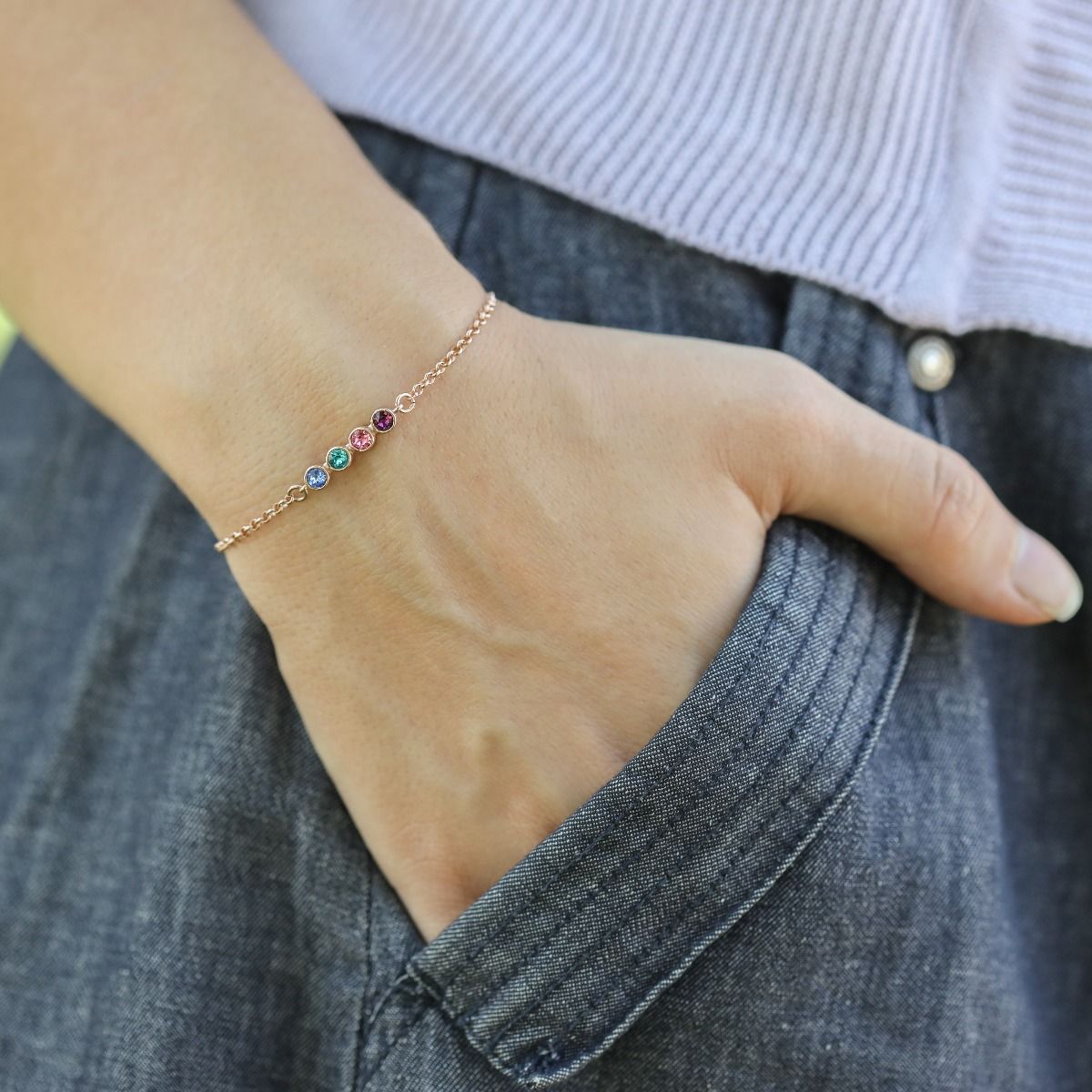 Bracciale con Stelle e Pietra di Nascita di Talisa [Placcato Oro Rosa 18kt]