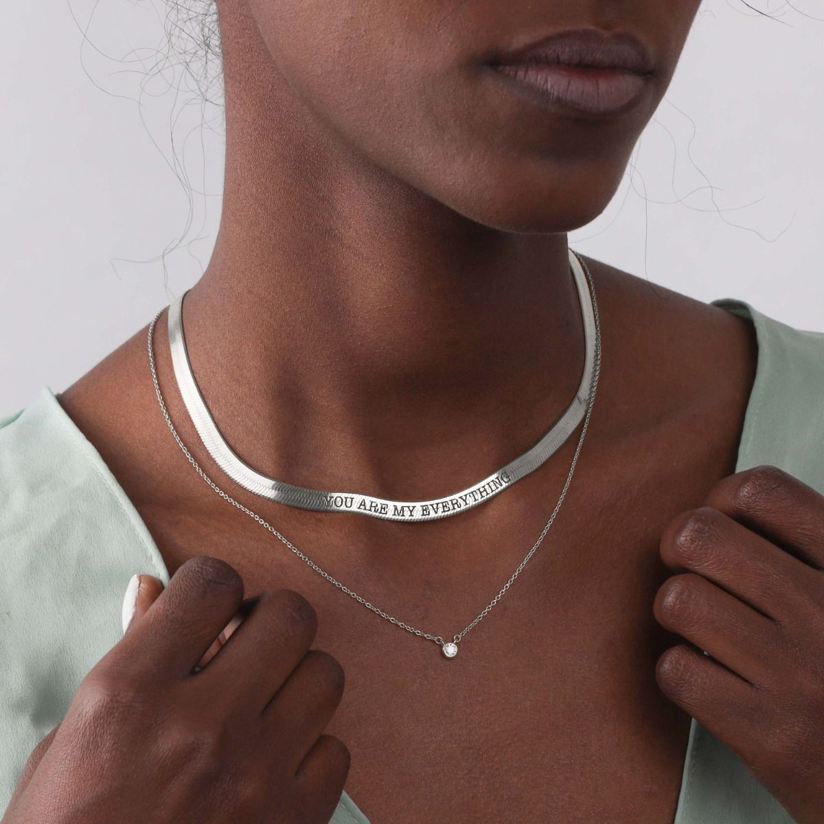 Collier Argent 925 Maille Chaîne Simple - Prénom Gravé - Argent Massif - Occasion Bon état