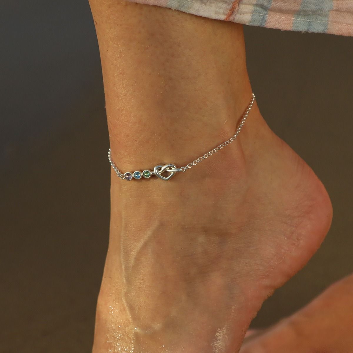 Ties of the Heart Birthstone Anklet [Sterling Silver]