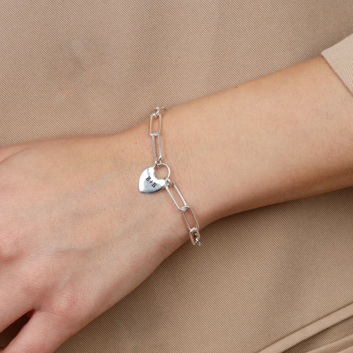 Ties of the Heart Initials Paperclip Bracelet [Sterling Silver]