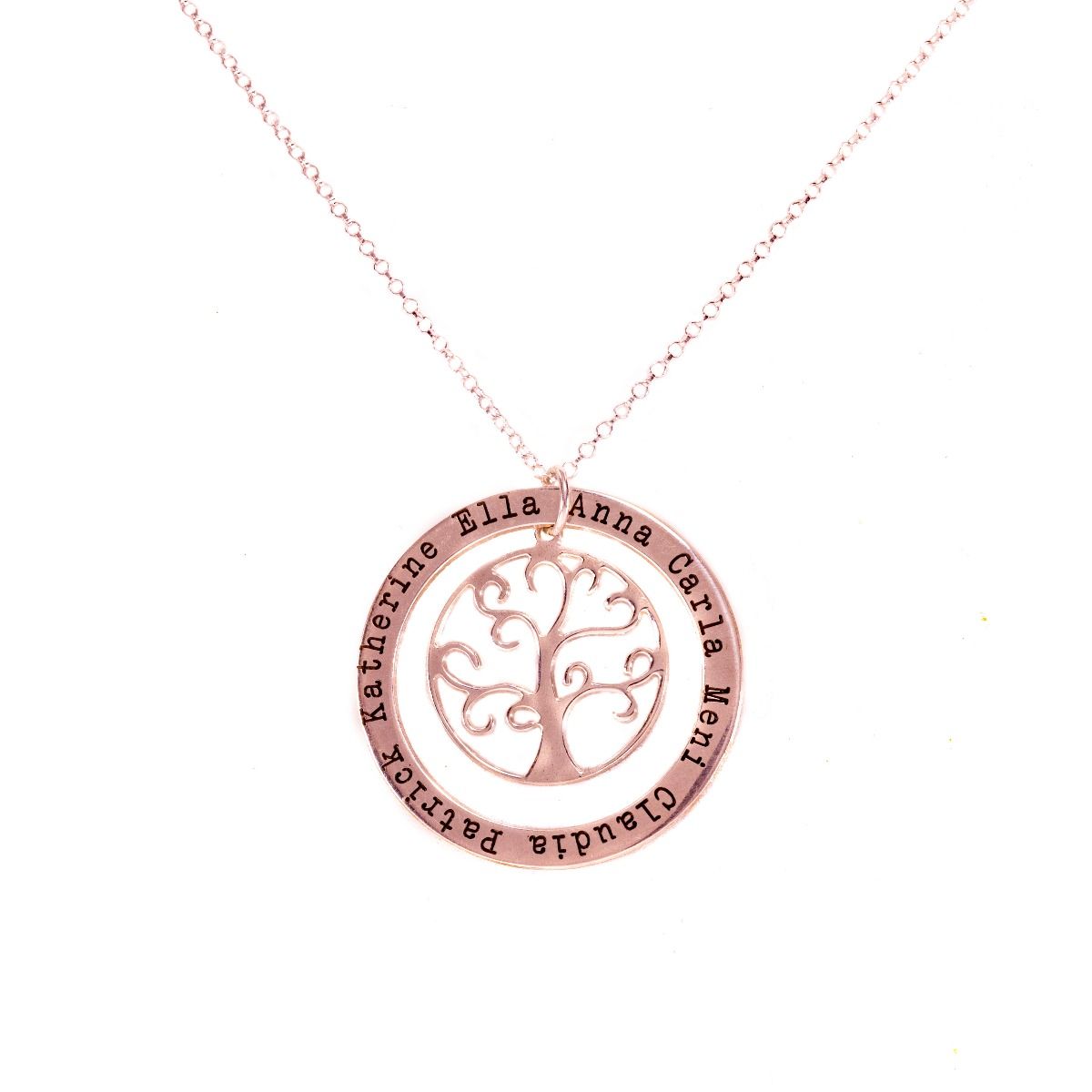 Collier l'Arbre de la Sagesse avec Prénoms [Plaqué Or Rose 18ct]