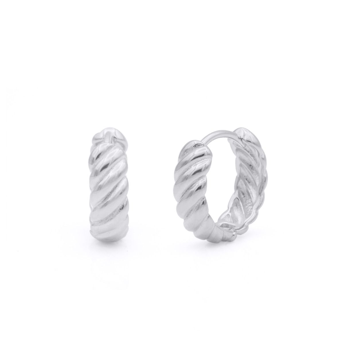 Twisted Huggie Hoop Earrings [Sterling Silver]