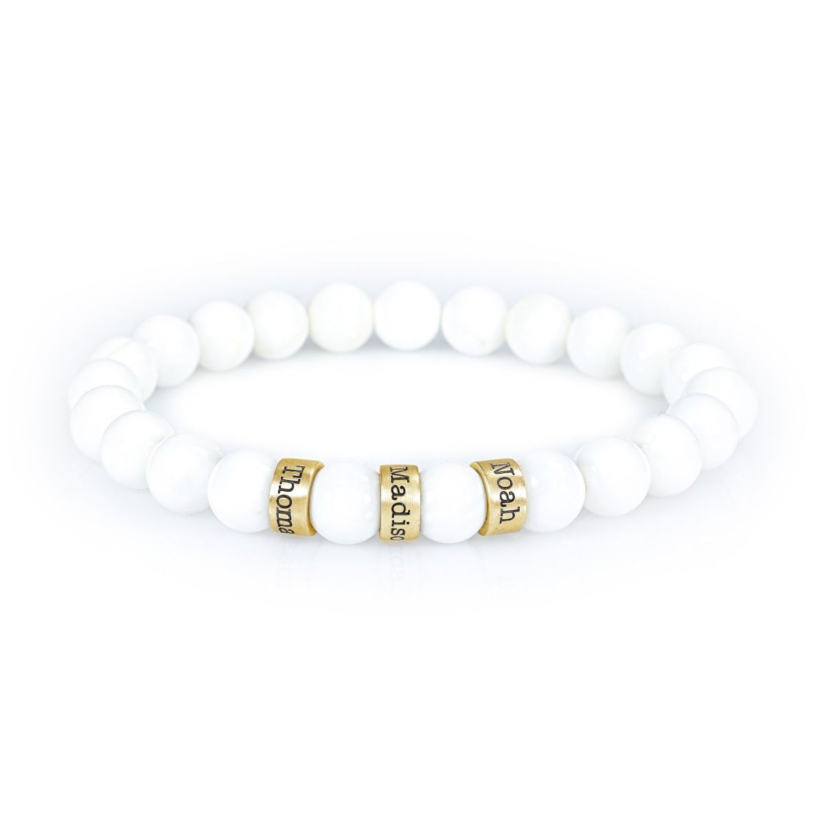 Tridacna Bracelet With Engraved Spheres [Gold Plated]