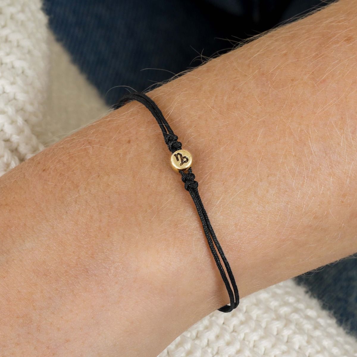 Zodiac Constellation Bracelet - Black String [14 Karat Gold]
