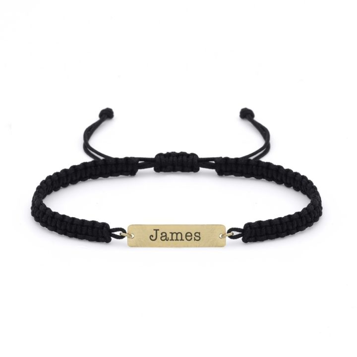 Black Cord String Toggle Bracelet for Men (Gold)