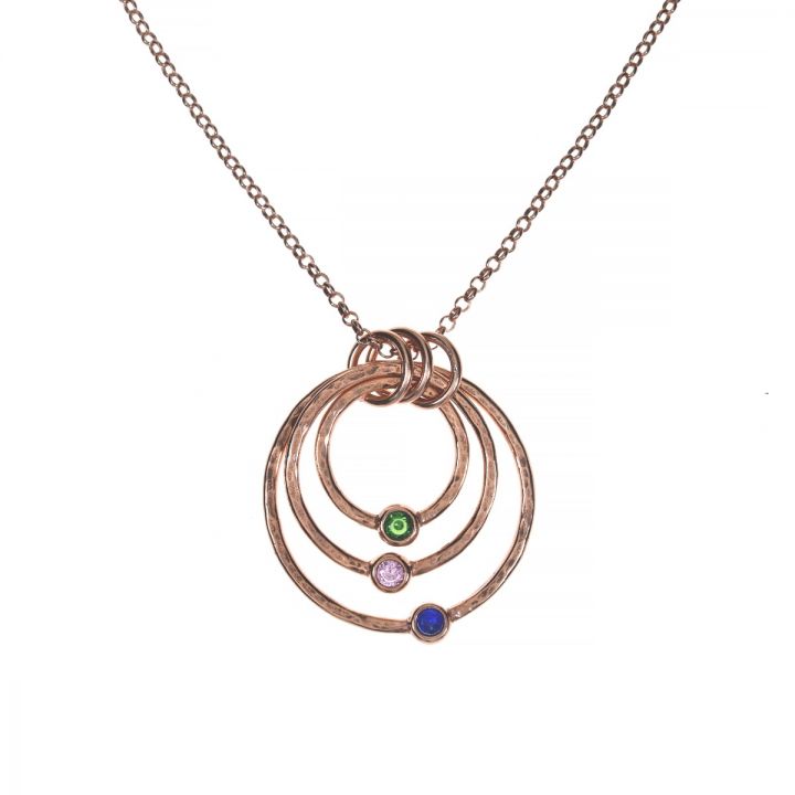 Spheres of Love Birthstone Necklace [Hammered - Rose Gold Plated]