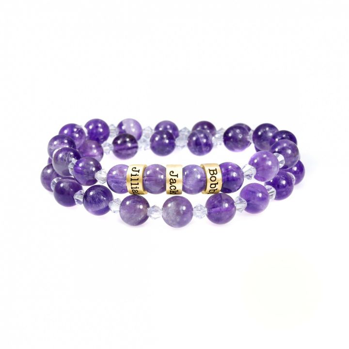 Layered Amethyst Name Bracelet [Gold Plated]