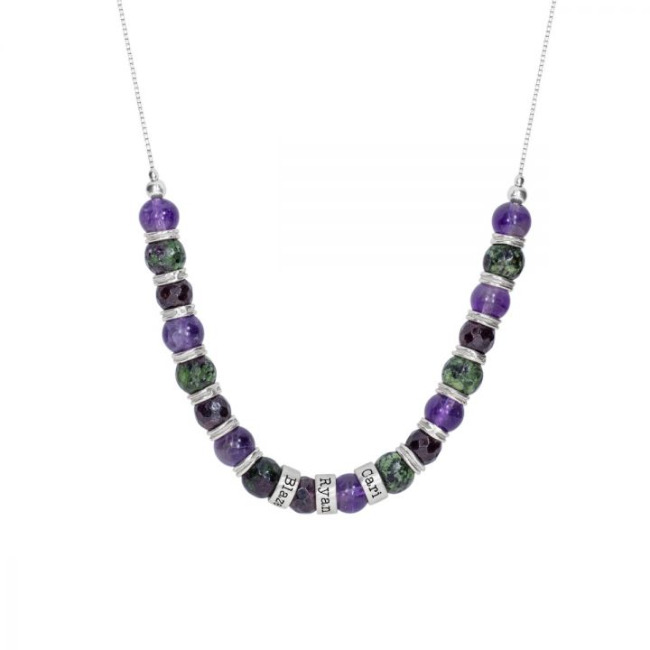 Amethyst Path Name Necklace [Sterling Silver]