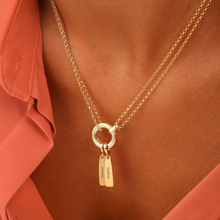 Anna Double Layer Necklace [18K Gold Plated] - with Name Charms