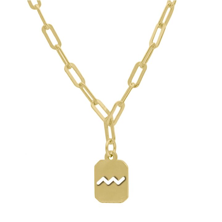 Jewelry | 18k Gold Aquarius Necklace Dainty Tag Pendant Necklace Spiritual  Zodiac | Poshmark