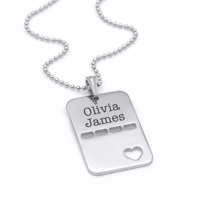 Heart Tag Name Necklace Sterling Silver