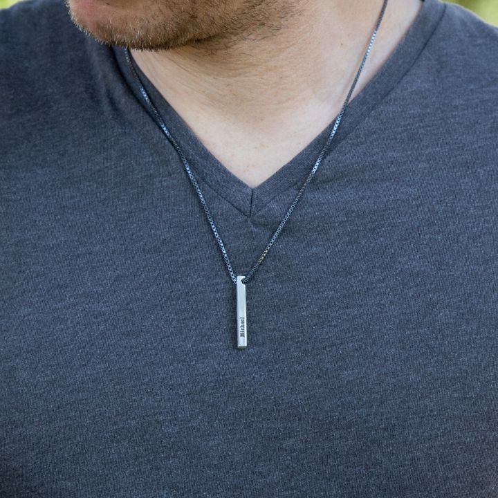 Engravable Drop Bar Necklace | Sterling Silver – Gear Jewellers