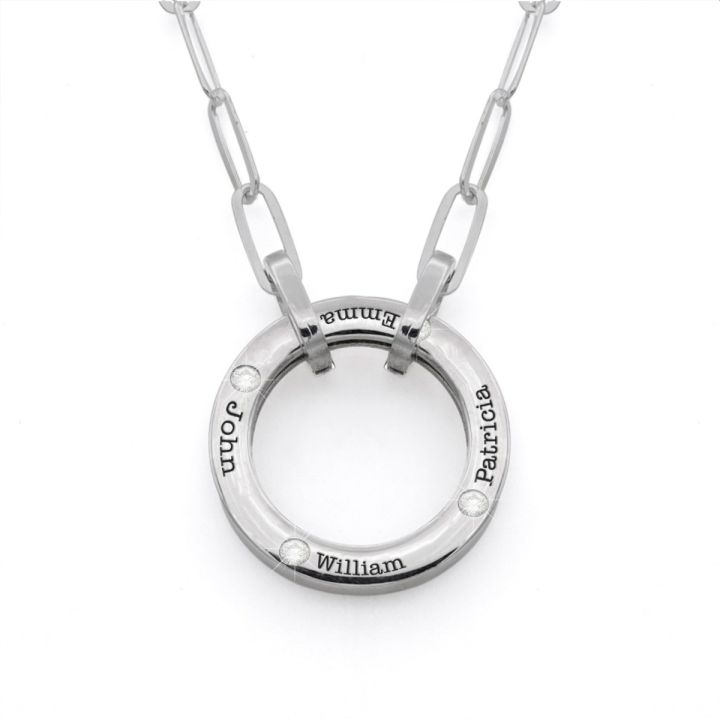 Big Family Circle Link Chain Diamond Necklace for Her - Talisa