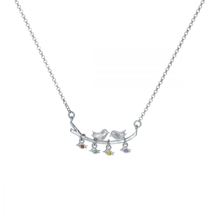 Cherished Family Birthstone Necklace [Sterling Silver]
