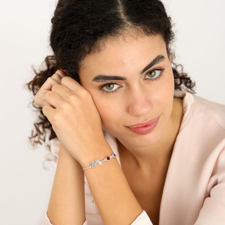 Birthstone Bracelet for Mom by Talisa Flower Bracelet Sterling Silver
