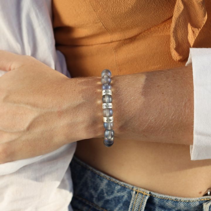 Blue Ocean Engraved Bracelet [Sterling Silver]