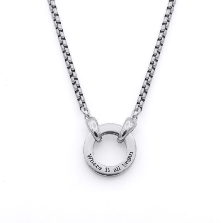 Box Chain Message Necklace For Men - Sterling Silver