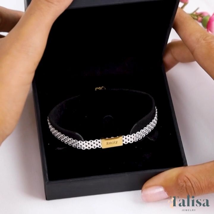 Milanese Chain Bracelet with Names (Dark Silver/Gold Plated) - Talisa