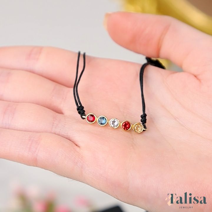Talisa Stars Diamond Bracelet - Black String [14 Karat Gold]-1