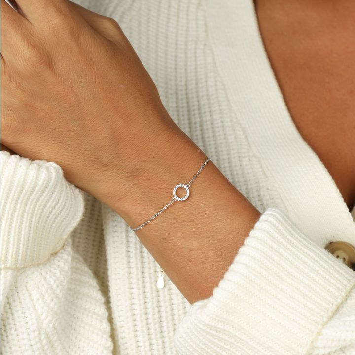 Silver circle bracelet on sale