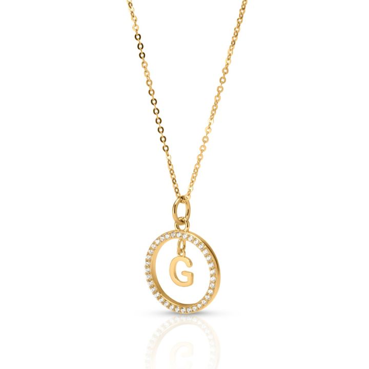 Eclipse Initial Crystal Necklace [18K Gold Plated]