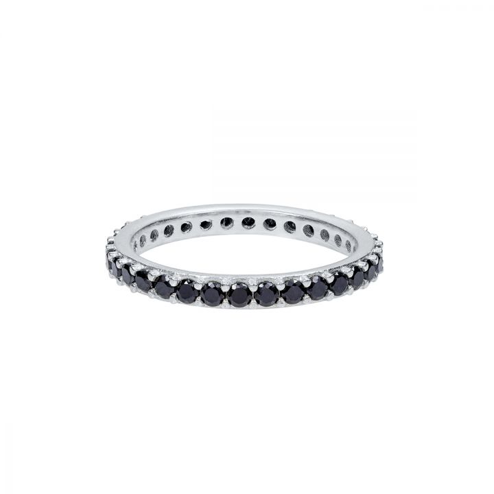 Classic Black Crystal Ring [Sterling Silver]