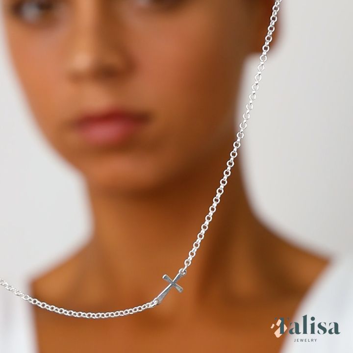 1/20 CT. T.W. Diamond Sideways Cross Necklace in Sterling Silver | Zales  Outlet