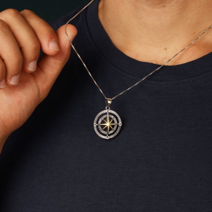 True North Compass Men Necklace [Sterling Silver]