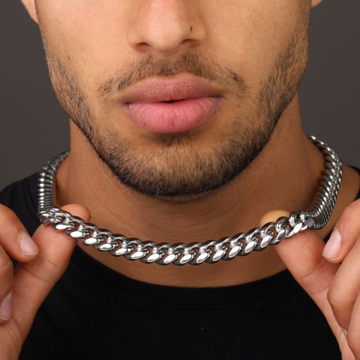 Mens Cuban Link Chain with Names - Black Chain by Talisa