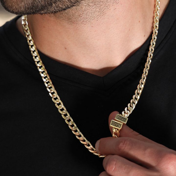 Men's Cuban Link Chain with Names