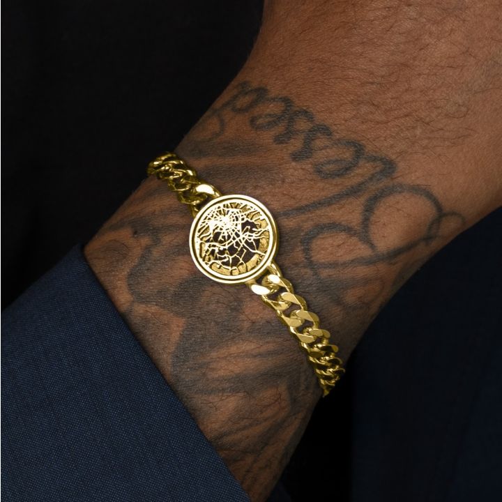 Cuban Link Chain Map Bracelet [18K Gold Vermeil]