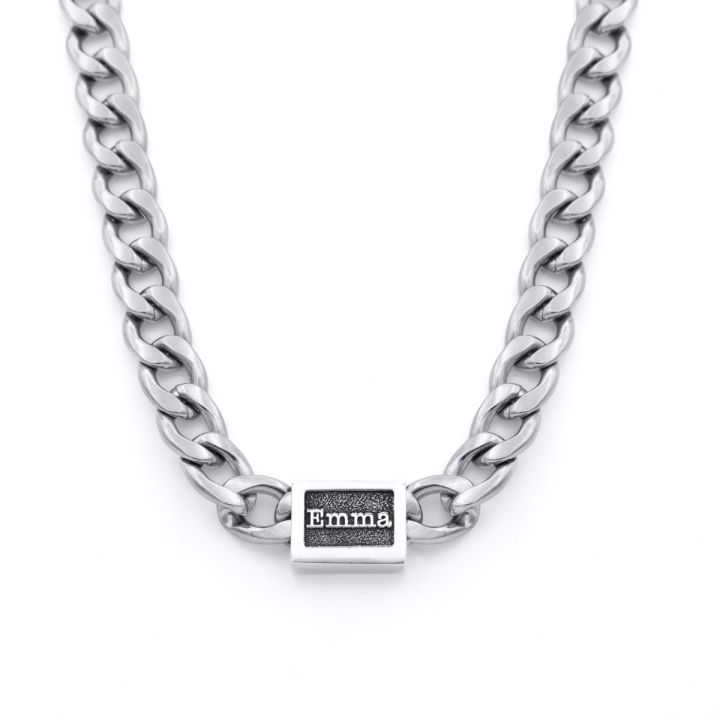 8mm Plain Cuban Link Necklace Chain 55cm
